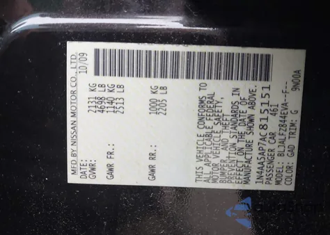 2010 Nissan Maxima 3.5 Sv from USA, damaged, VIN 1N4AA5AP7AC815151